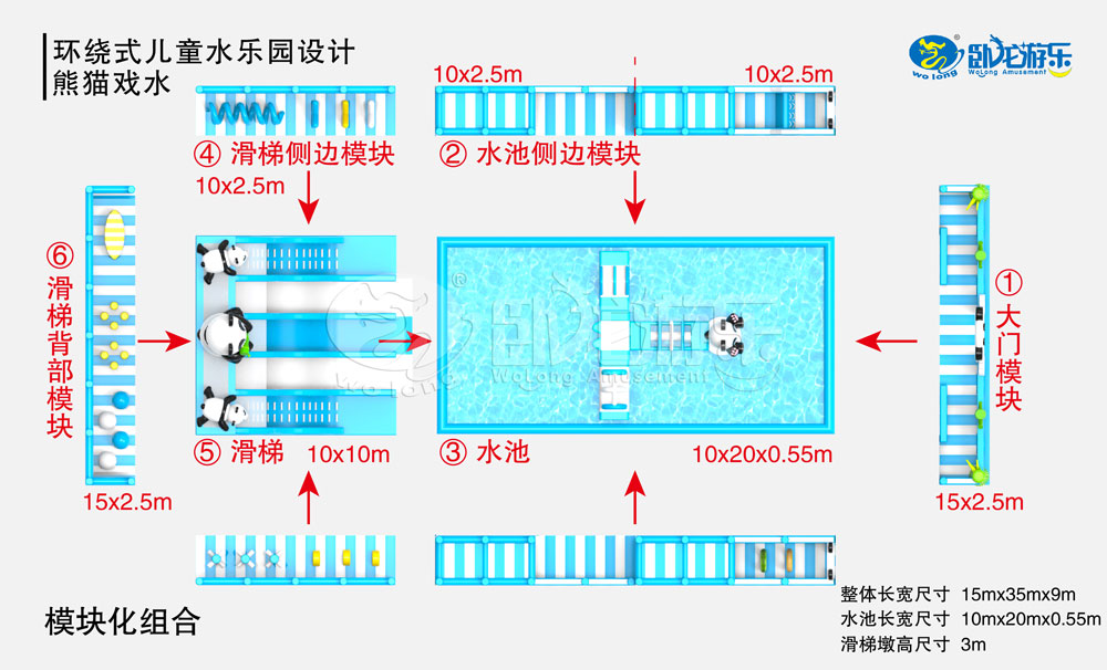 熊貓戲水環(huán)繞式水樂園